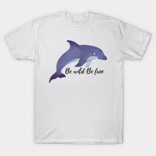 BE WILD BE FREE BLUE DOLPHIN GRADIENT TEXTURE T-Shirt